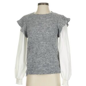 Greylin Gray Crewneck Sweater with White Sleeves